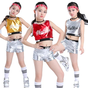 

children Jazz dress sequins show umbilical cord girls hip-hop cheerleading performance costume kindergarten performance