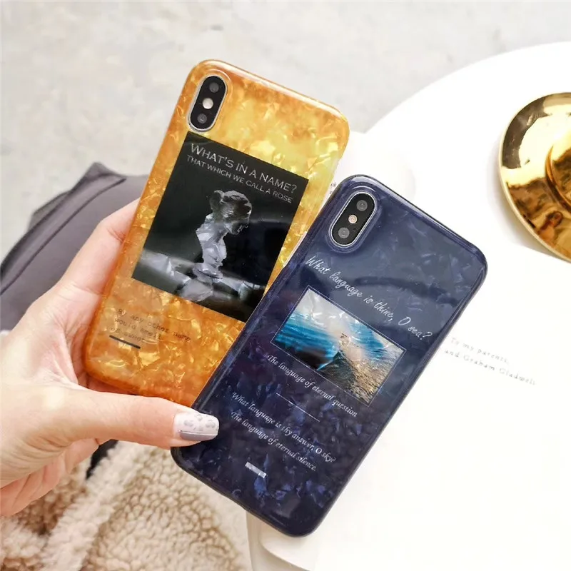 

Fashion Conch Shell Patterned Cases for Iphone Xs/Xs Max 7 8 6 6 Plus Soft TPU Glossy Back Cover for Iphone Xr X 10 Fitted Cases