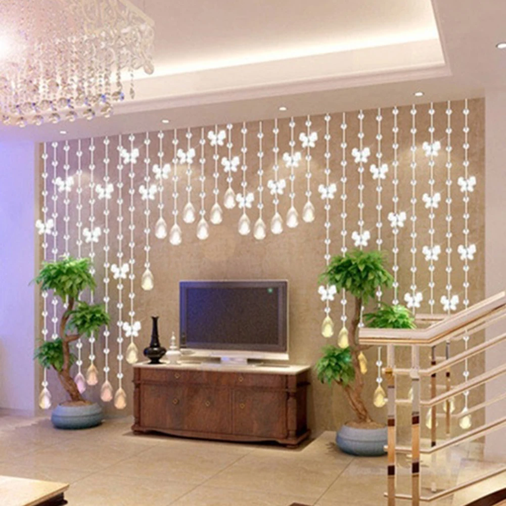 New 1 meters Glass Crystal Beads Curtain Butterfly Water Droplets Shaped Wedding Curtain Bead Home Decor Pendant Living Room New 1 meters Glass Crystal Beads Curtain Butterfly Water Droplets Shaped Wedding Curtain Bead Home Decor Pendant Living Room