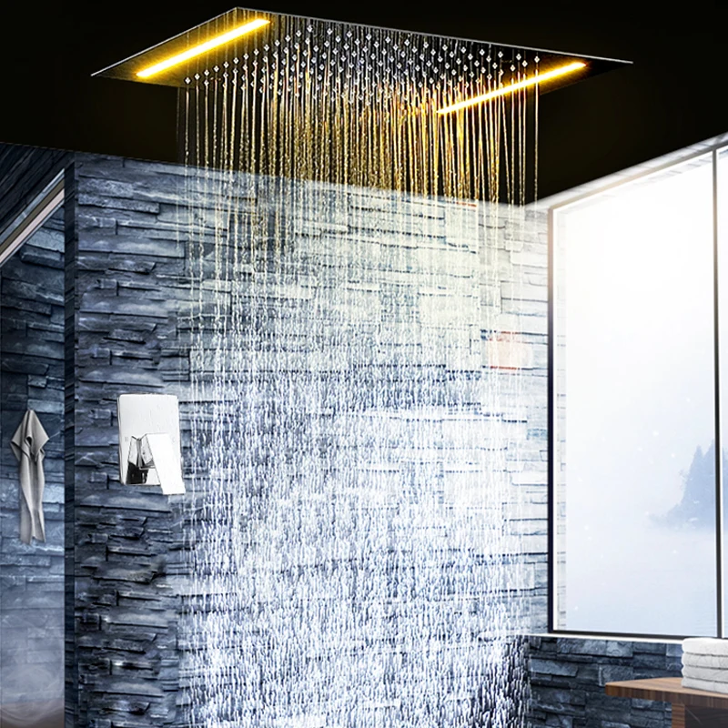 Bathroom Shower Set Electric LED Ceiling Concealed Showerhead Big Rain Douche Tub Shower with