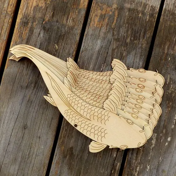 

Wooden carp Laser Cut Unfinished DIY fish tags,Wood Sea tags, craft shape