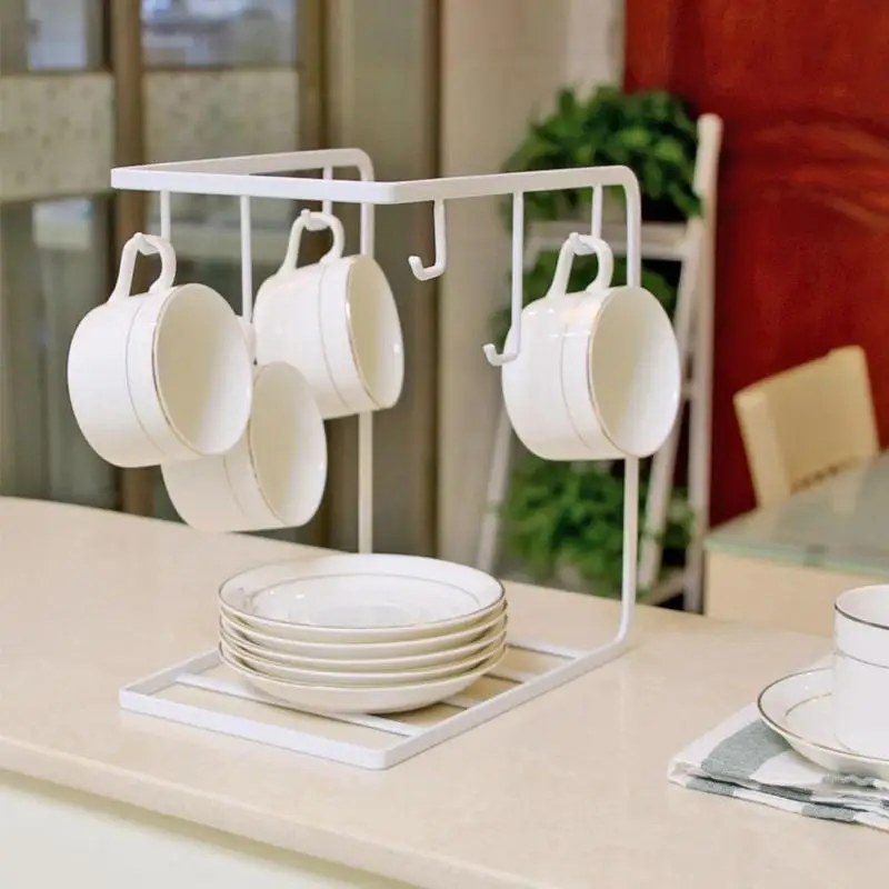 Coffee cup holder 6 hooks with tray Living room / kitchen