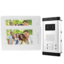 Nueva marca de 7 ”color video de la puerta sistema de intercomunicación teléfono con cámara al aire libre con dos botones para multi apartamento Envío gratis