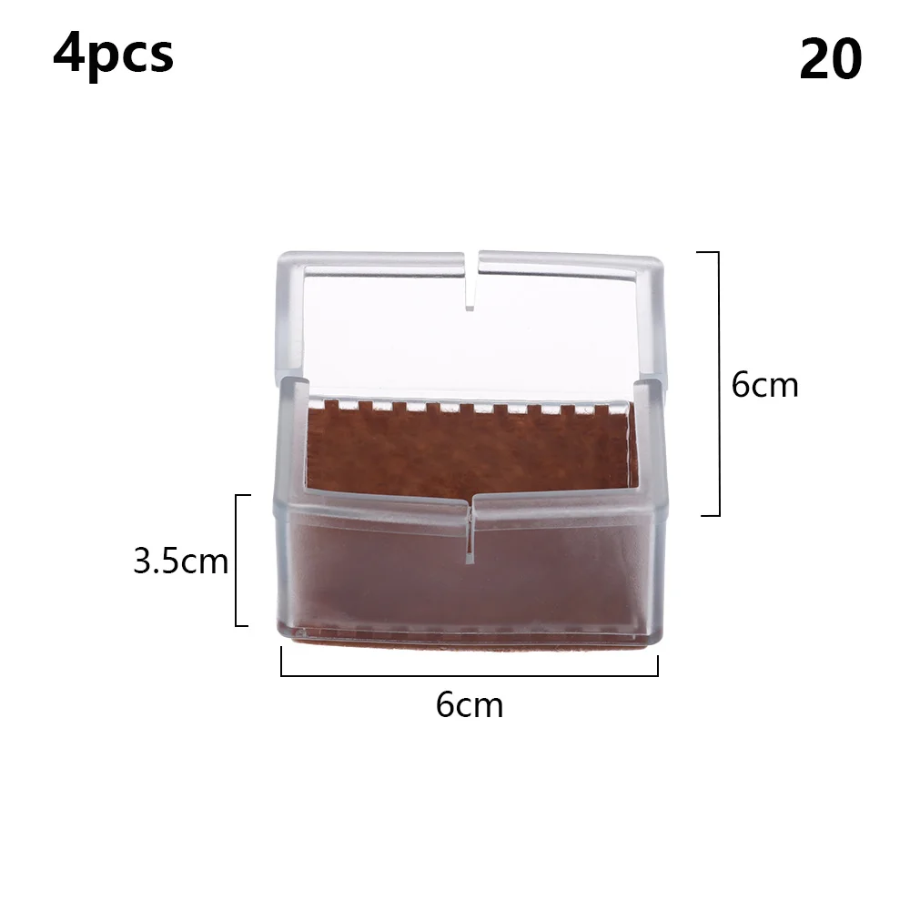 4 шт колпачки на ножки стула Ассорти Круглый квадратный прямоугольник силиконовый пол протектор мебель стол покрытия для ног Нескользящие чашки - Color: 20