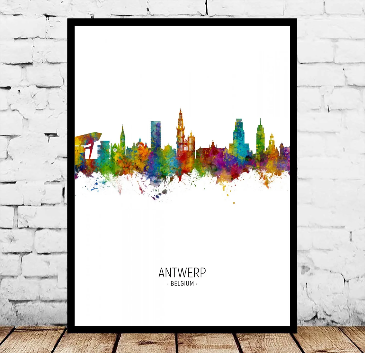 

Belgium Antwerp Brussels Liege City Watercolor Poster