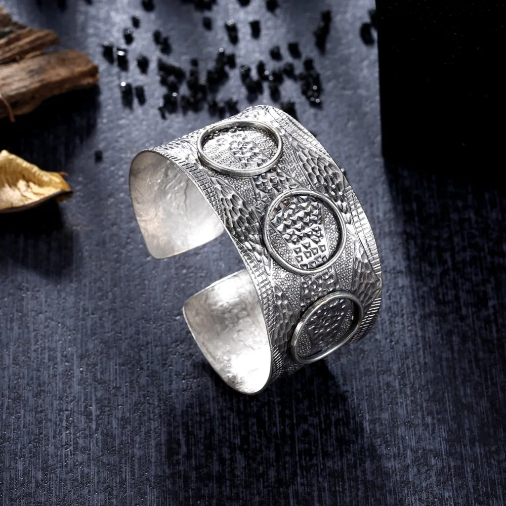 

GOMAYA Superb craftsmanship 925 Sterling silver Bangles Beautiful Grain Round Bracelets For Women Men Thai Silver Unique Bangle