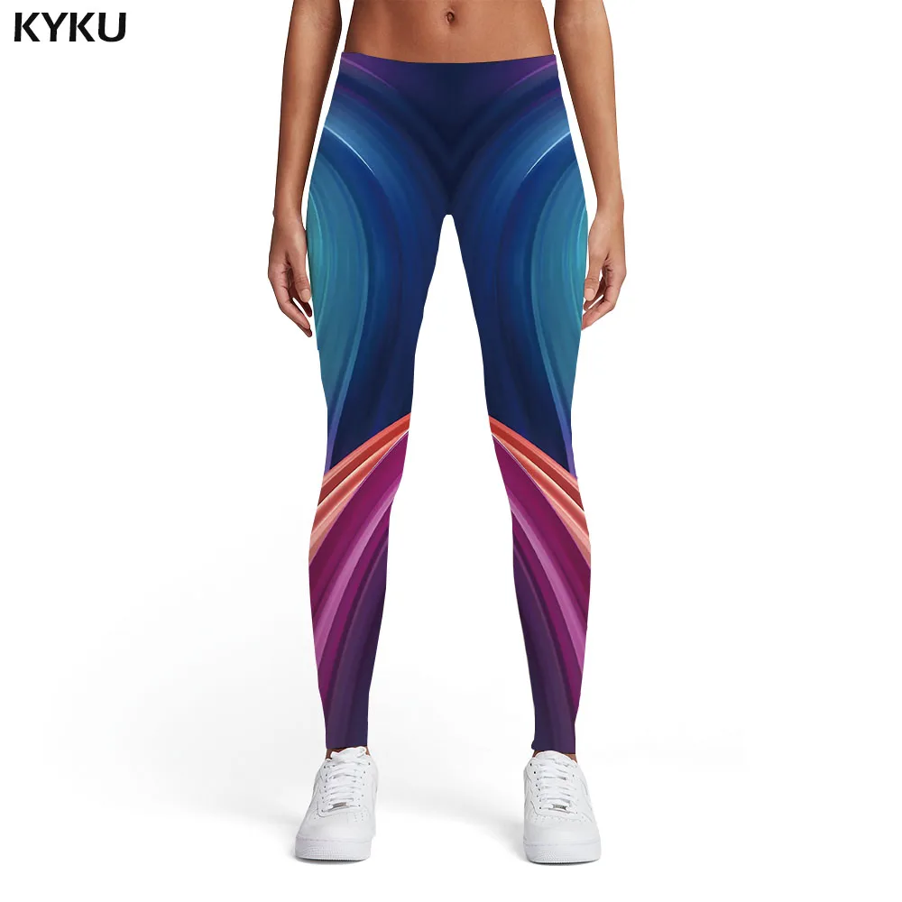 KYKU бренд Psychedelic Леггинсы для женщин головокружение спорт абстрактные эластичные красочные женские Харадзюку печатных брюки