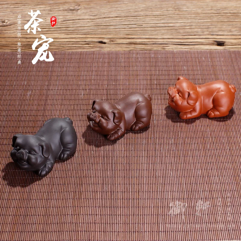 Yixing Zisha чайный набор Чай Домашние животные ручной работы Fusheng свинья Зодиак Fuzhu чайная игра скульптура украшение бутик коллекция