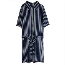 M-4XL г. летние мужские комбинезон Повседневная молнии в синюю полоску сплошной комбинезон комплект одежды комбинезон певица костюмы