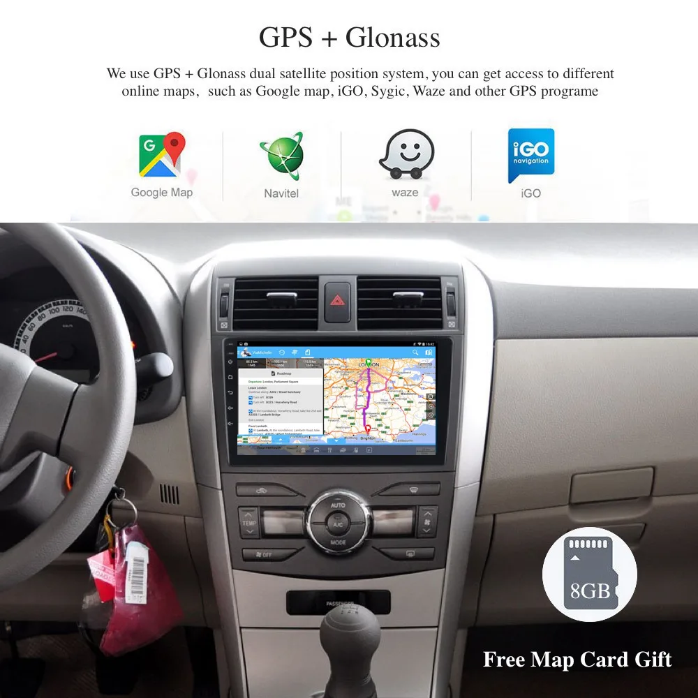 Top 8" Car Radio GPS for Toyota Corolla Navigation 2008 2009 2010 2011 Android 8.0 head unit Multimedia 8-Core 4G 32G WIFI USB BT 2