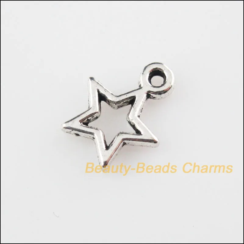 

30Pcs Tibetan Silver Tone Tiny Star Circle Charms Pendants 10x13mm