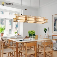 Современные деревянные подвесные светильники для гостиной, люстры, светодиодные подвесные светильники lamparas de techo colgante - изображение