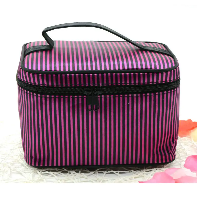 

Women Square Bow Stripe Cosmetic Bag Travel Makeup Toiletries Bags makeup tool storage bag multifunctional Storage package