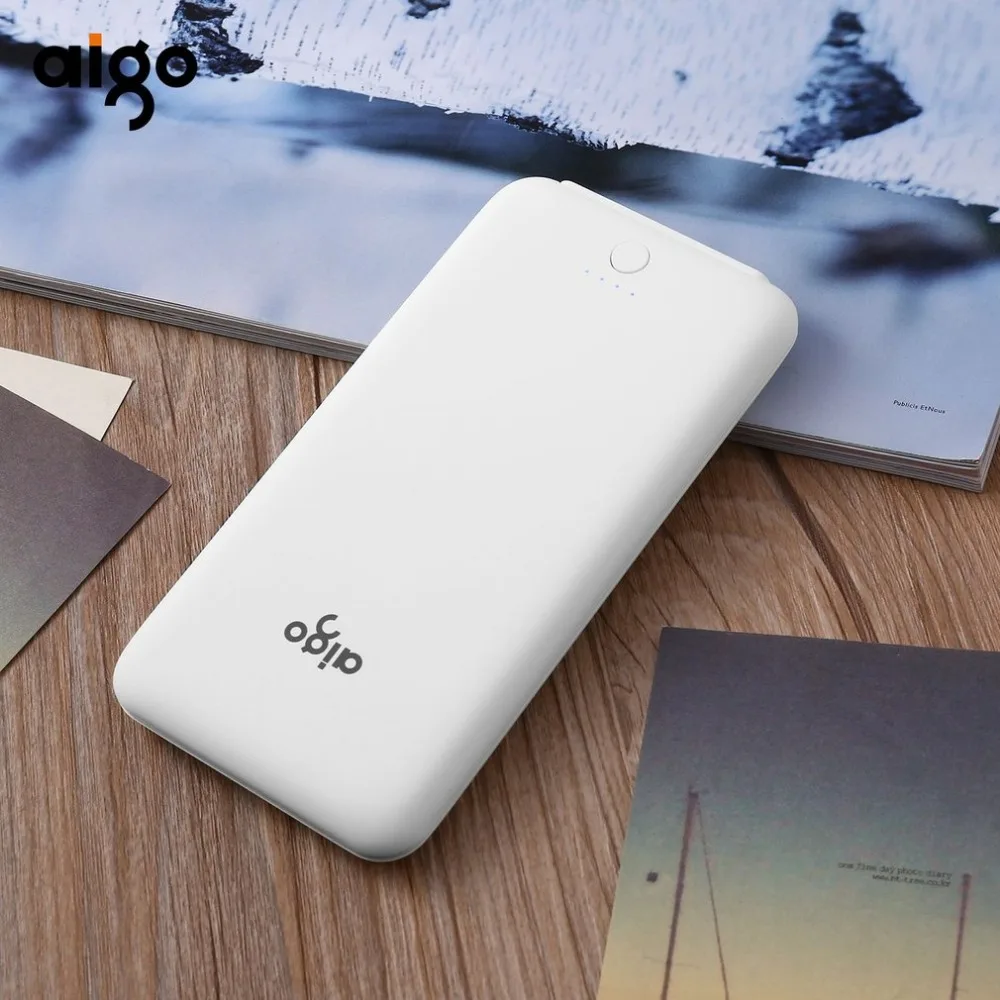 AIGO T10000 Power Bank 10000 Mah Powerbank Dual USB Draagbare Oplader Externe Accu Super Dunne Voeding voor cellphone