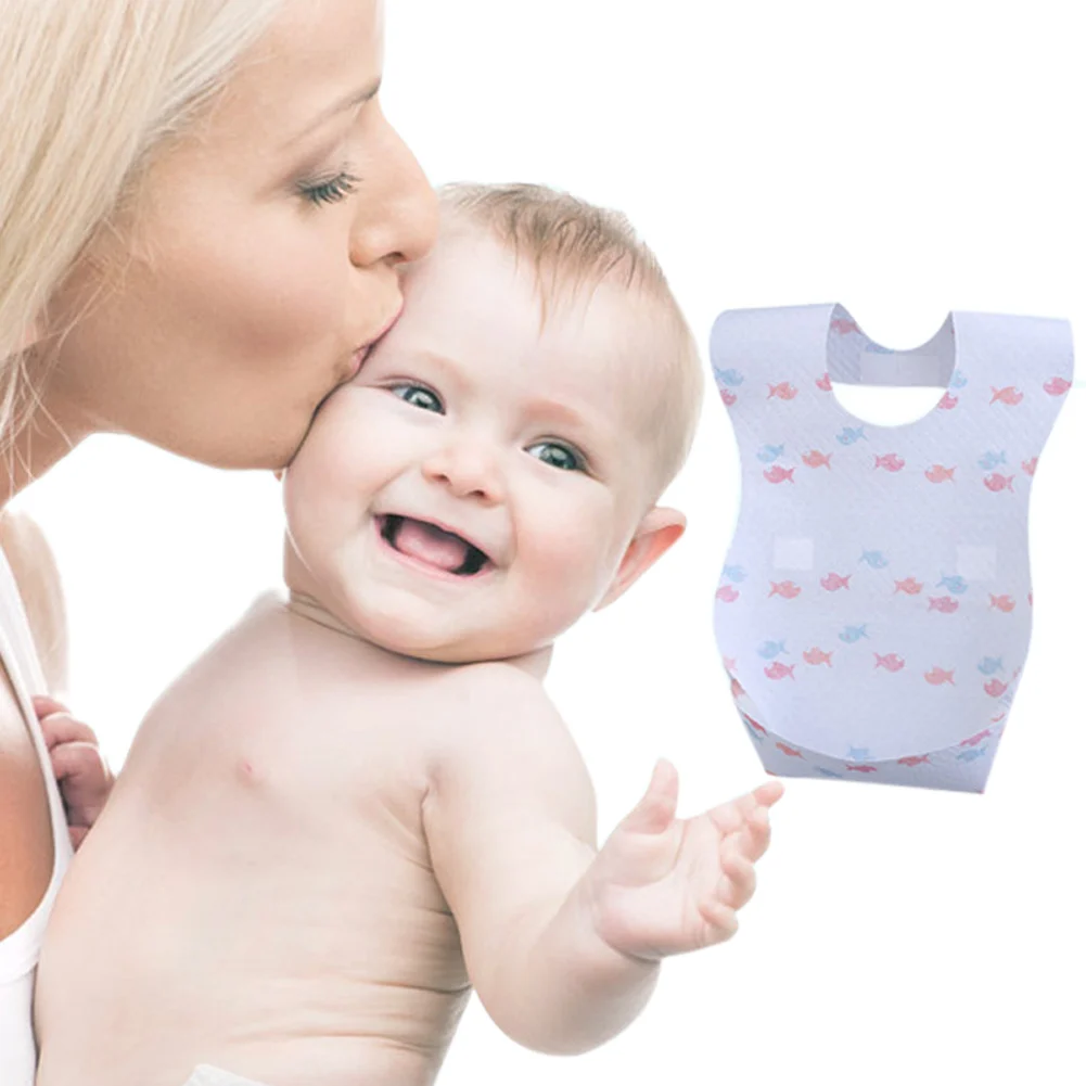25Pcs Waterproof Non Woven Fabric Disposable Bibs Eating Saliva Paper