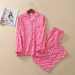 Для женщин пижамы для девочек полный хлопок пижамы 2 шт. домашний костюм 2019 Новинка весны Пижама Femme с длинным рукавом Ночное Pijama Mujer
