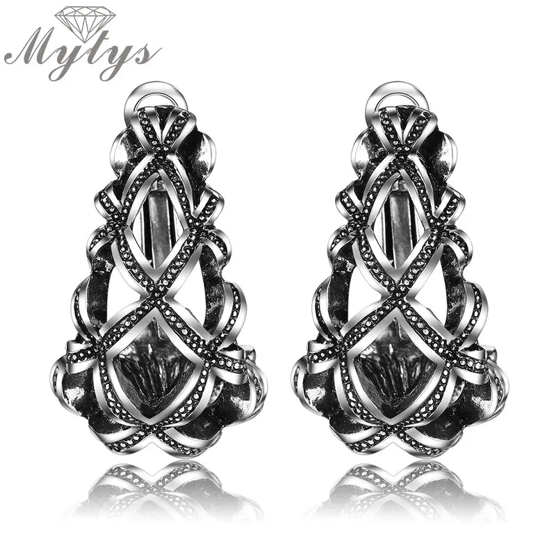 Серьги Mytys с геометрическим крестом, серое, античное ювелирное изделие, Brincos, Ретро дизайн, Женские винтажные серьги CE510