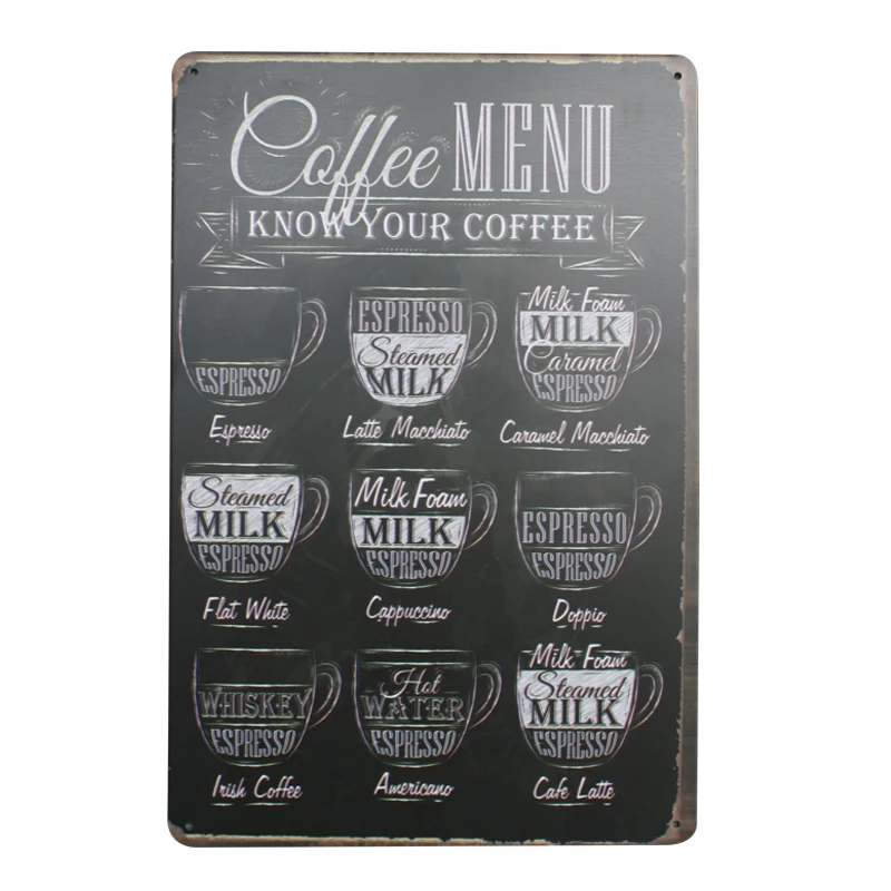Shots Menu Cafe Bar Pub Настенный декор металлический знак винтажный домашний Оловянная