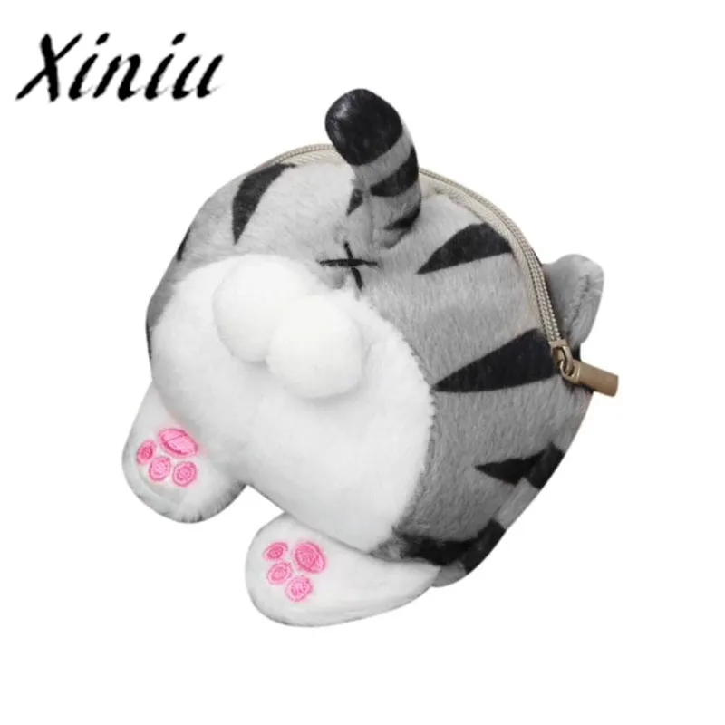 

Xiniu Cute Cat Butt Tail Plush Coin Purse for coins plush cat bag kids coin purse women small cartoon wallet zip coin card#WMWS