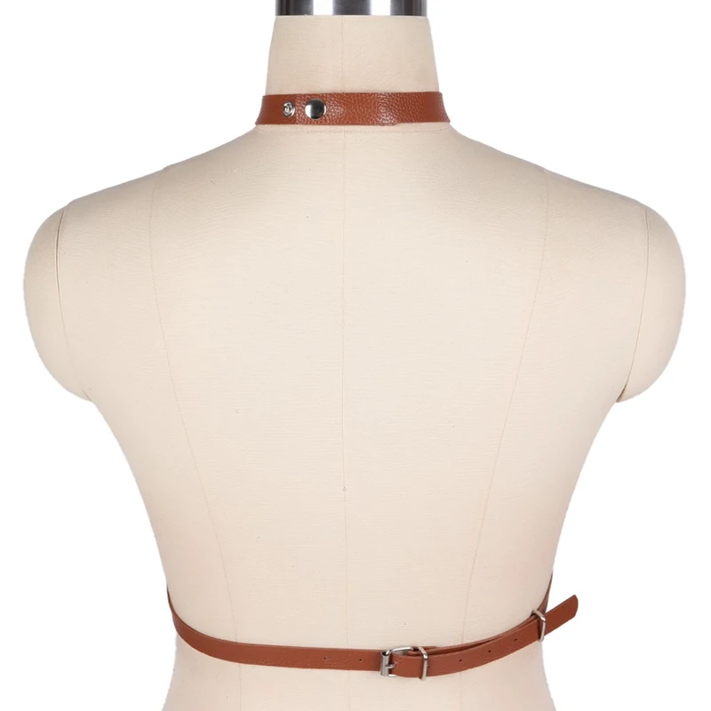 Обвязка вокруг шеи кожаный женский пояс с нагрудным датчиком панк готическое металлическое кольцо Регулировка нижнего белья модные