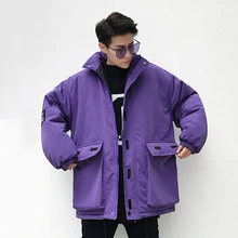 Куртка в уличном стиле Мужская Зимняя Повседневная розовая фиолетовая парка Homme Толстая ветровка ветрозащитная верхняя одежда стеганая куртка Теплая мужская одежда