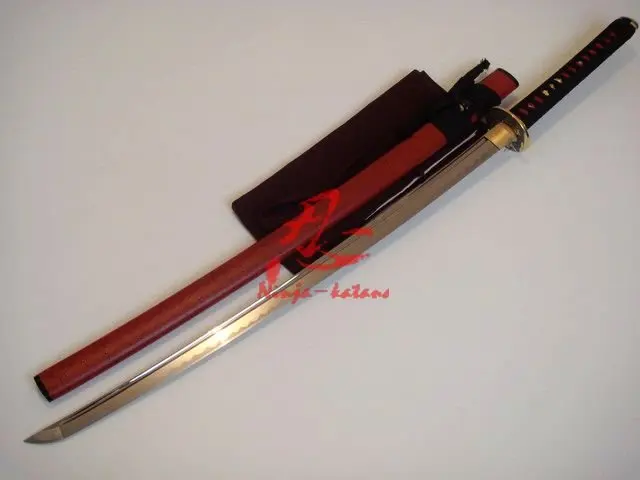 

Handf orged jp warrior tsuba katana red saya blunt edge