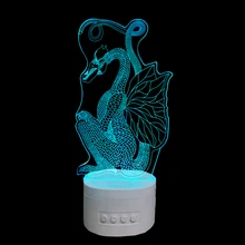 3D ночник Bluetooth Динамик музыка гиппокамп Форма животного настольные лампы Спальня свет