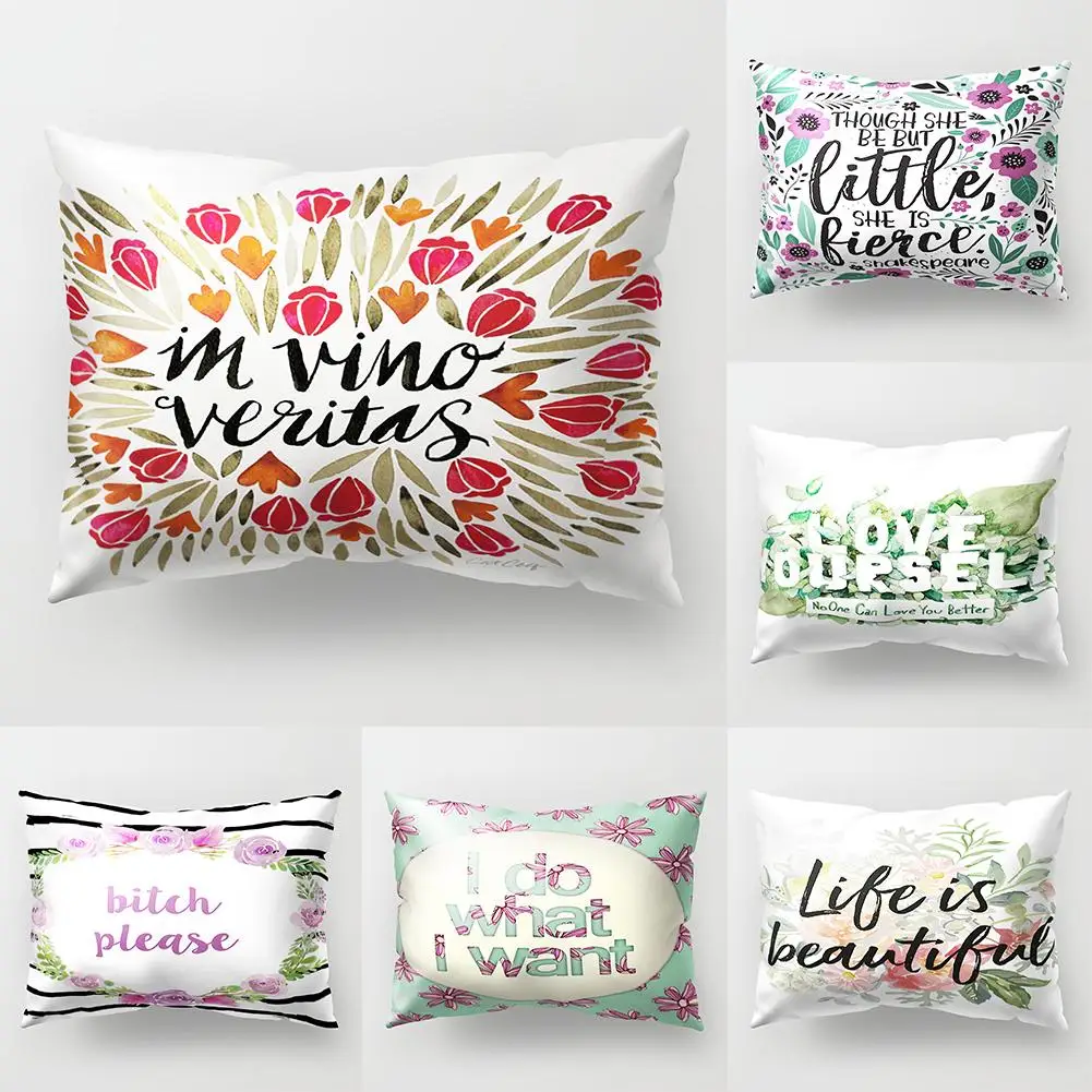 Fashion Throw Pillow Case Flower Letter Print Sofa Bed Cushion Cover Home Hotel car Decor SMT288 | Дом и сад