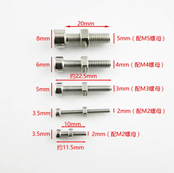 10 компл./лот, метрической резьбы M2* 20 мм M3* 20 м M4* 20 мм M5* 20 мм M2* 10 мм Нержавеющая сталь модель высокая прочность винт болт с гайкой