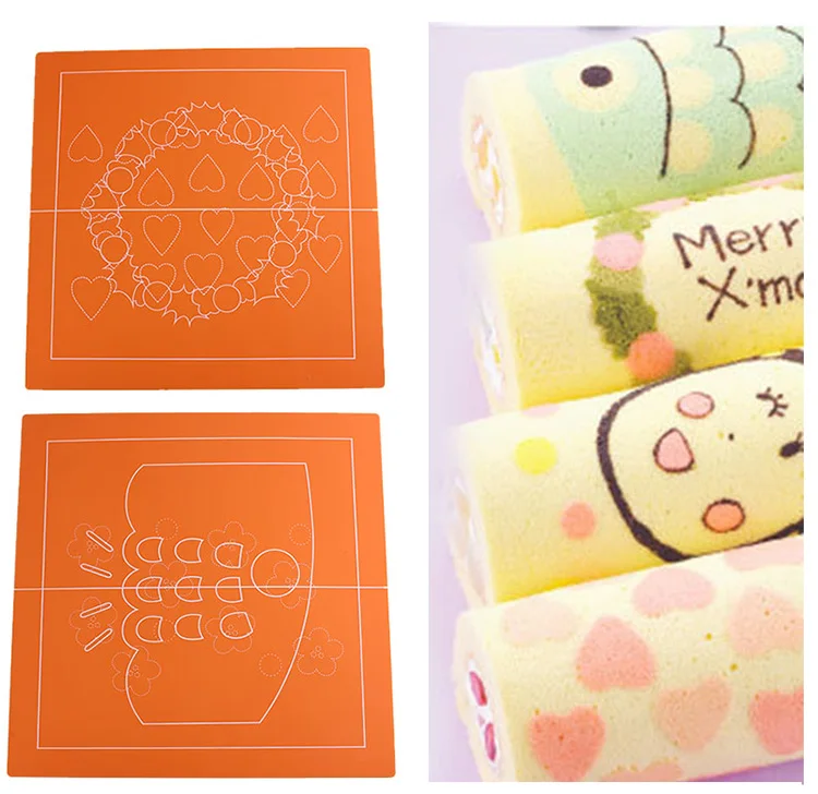 4 pc /pack Food Grade Japanese Style DIY Silicone Rubber Painting Silicon Lace Roll Cake Maker Pad Beautiful Painted Swiss Roll