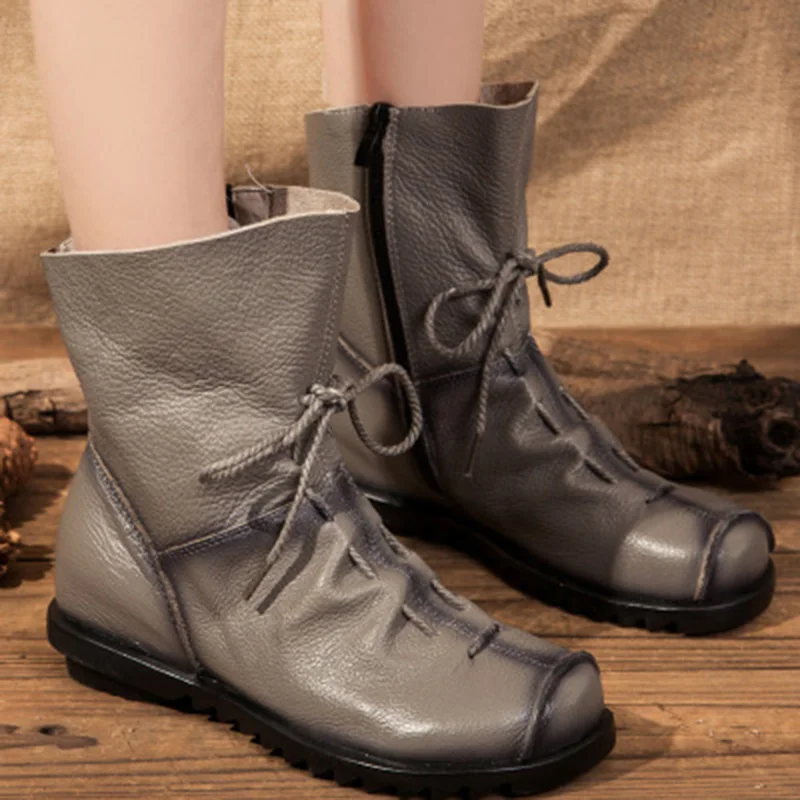 

Botas Mujer Time-limited Solid Slip-on Boots 2019 Explosions Retro Original Warm Boots Autumn And New Low-heeled Martin No.81
