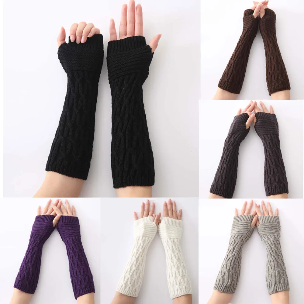 KANCOOLD перчатки женские зимние наручные руки теплые однотонные вязаные длинные перчатки без пальцев Варежки модные перчатки женские 2018NOV28