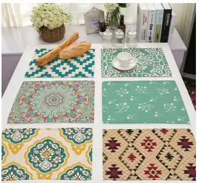 

CAMMITEVER 12"x16" Red Green White Ivory Blue Yellow Napkins Geometric Geometry Table Napkin Handkerchief Cloth for Diner Party