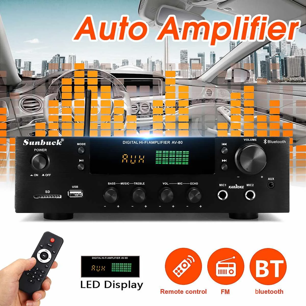 Amplificador de Potência Teli Alta Fidelidade Tecnologia Automática Bluetooth Estéreo Áudio Karaoke fm Receptor Usb sd Placa Amplifer Bt-1388