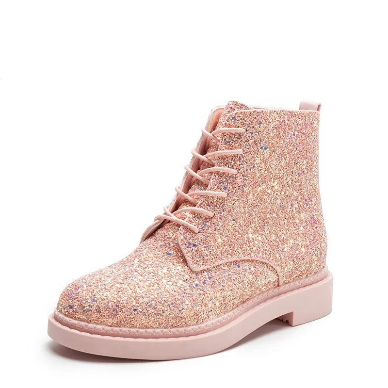 Bling bling botas martin botas niñas Negro/rosa/blanco lentejuelas encaje  otoño/invierno botas de mujer de colores brillo de la motocicleta botas de  mujer|Botas a media pantorrilla| - AliExpress
