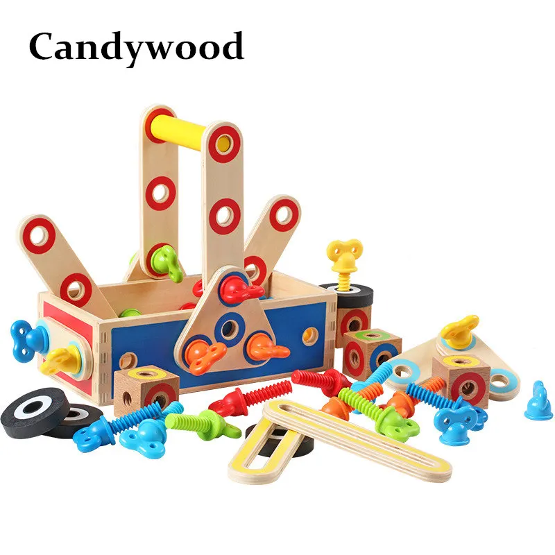 

Candywood DIY Wooden Nut Combination Puzzles Toys Combine Tools Nuts Sets Early Learning Educational toys for Children boy