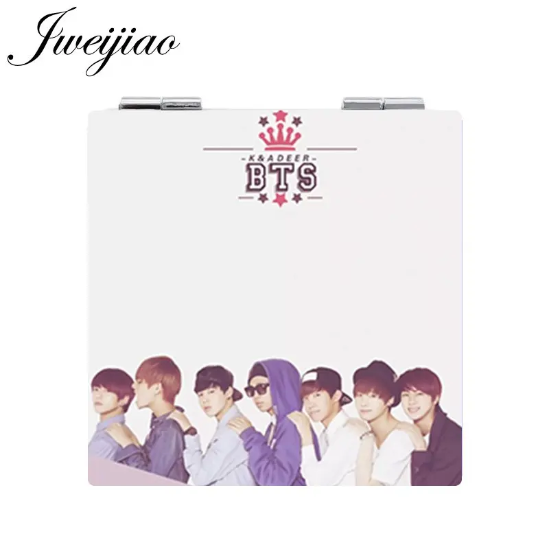 

JWEIJIAO Korea Fashion BTS Makeup Mirror Popular KPOP Singer Bangtan Boys Mini Folding Square PU Leather Pocket Mirror