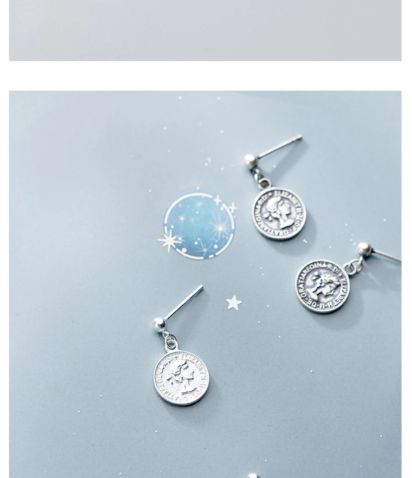 Vintage Avatar Drop Pendant Coin Earrings Punk Gold Color S925 Sterling Silver Dangle Earring Brinco for Women Statement Jewelry (6)