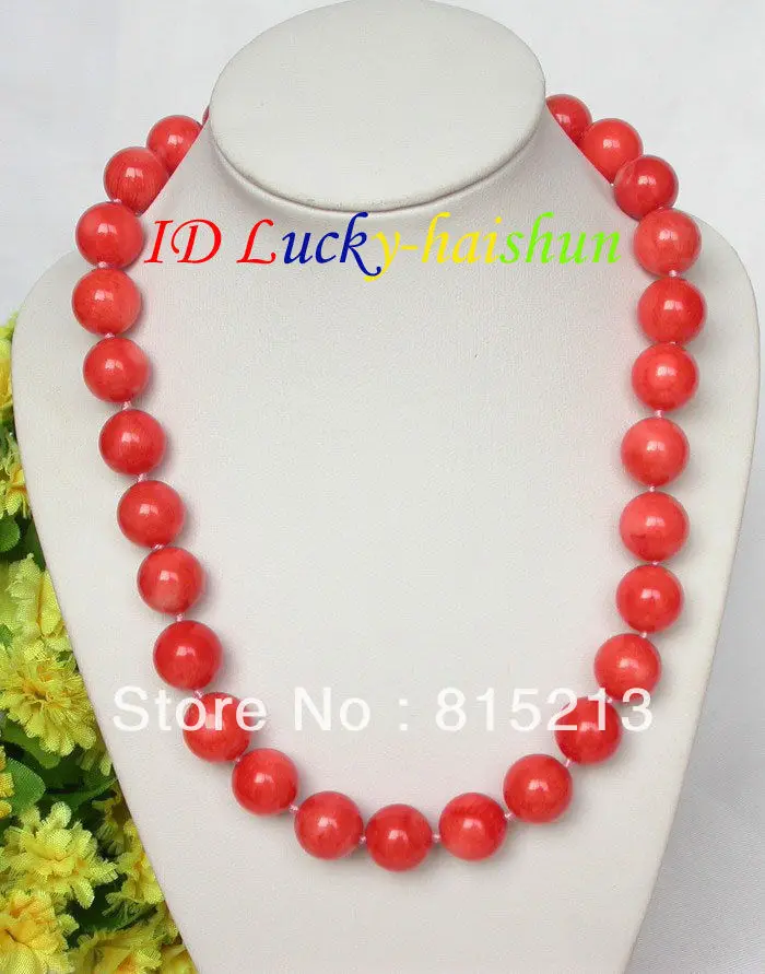 

ddh0036 GENUINE 17" 100% NATURAL 13MM ROUND PINK CORAL NECKLACE MAGNET