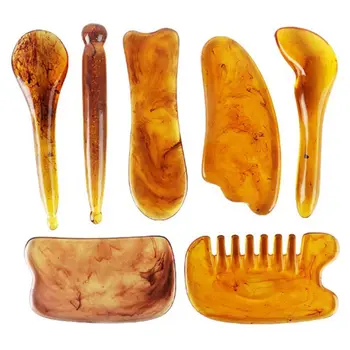 

Natural Resin Amber Gua Sha Massage Scraping for Face Neck Guasha Scraper Facial Massager Face Skin Care Tools