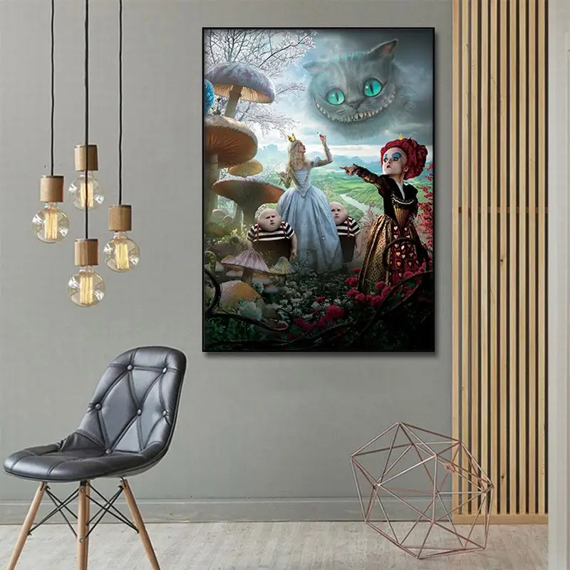 Canvas Print Art Oil Painting Disney Alice in Wonderland Garden Home Wall Decor