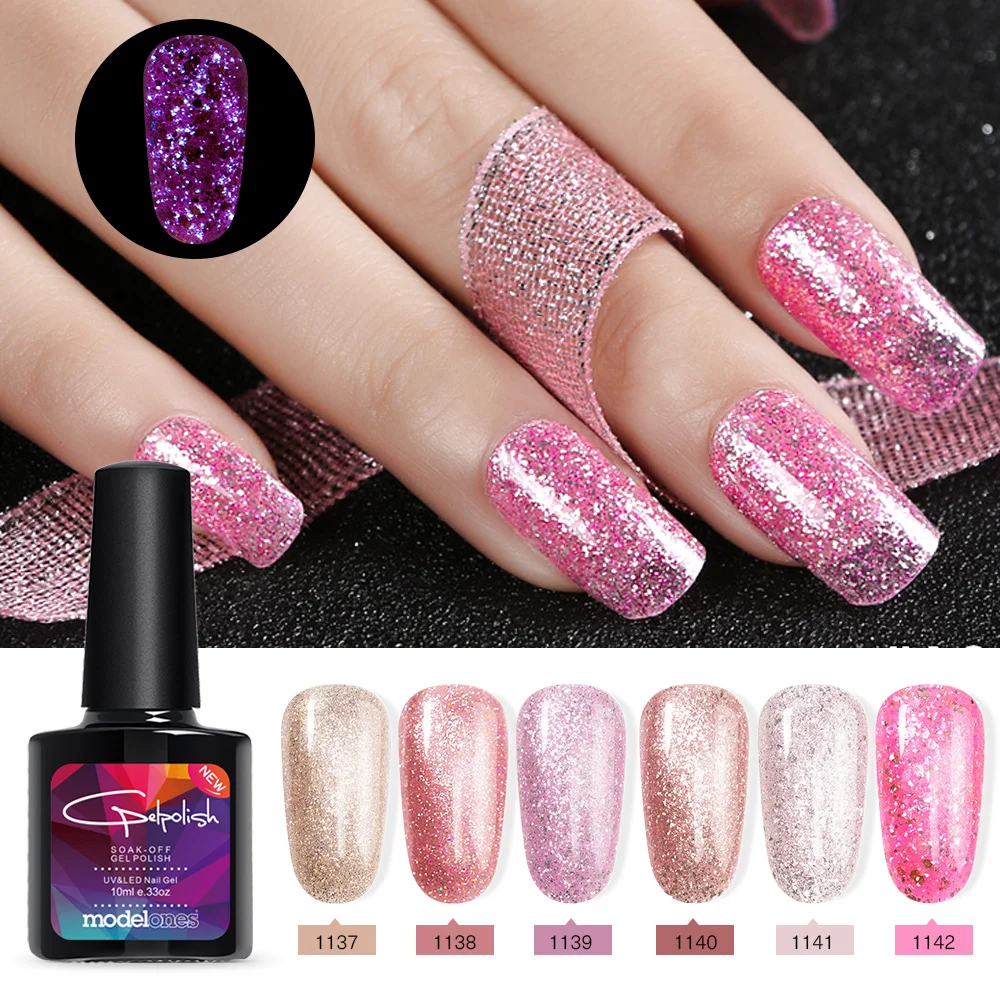 УФ гель для ногтей Modelones Starry Rose Gold блестящий Блестящий светодиодный долговечный