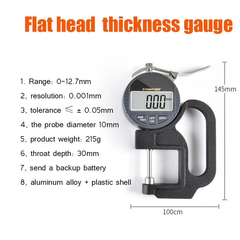 Free Shipping Flat head Micrometer Thickness gauge Measuring Paper Film