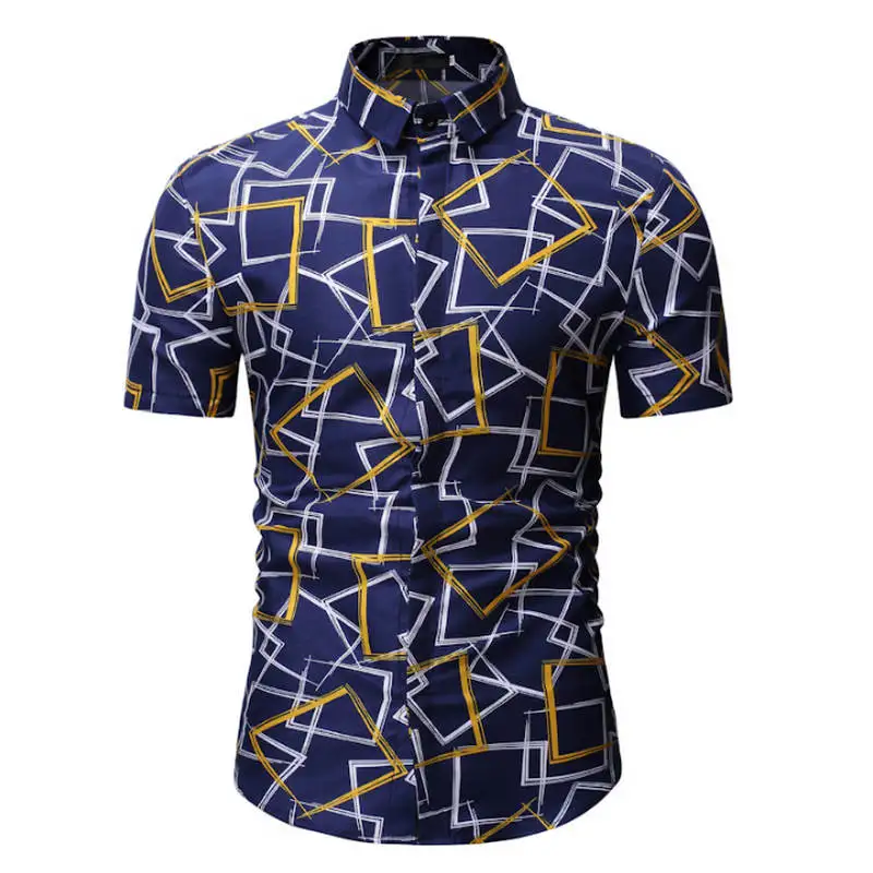 

Dropshipping Men Casual Shirts 2019 Summer Breathable Palm Tree Print Beach Hawaiian Shirt Men Short Sleeve Chemise Homme