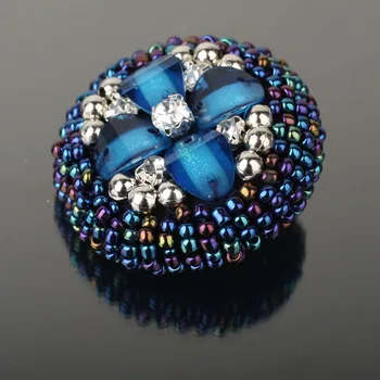 

Handmade Decorative Rhinestone Buttons, Wholesale 50pcs High-grade Blue costura Sewing Pearl Coat Buttons