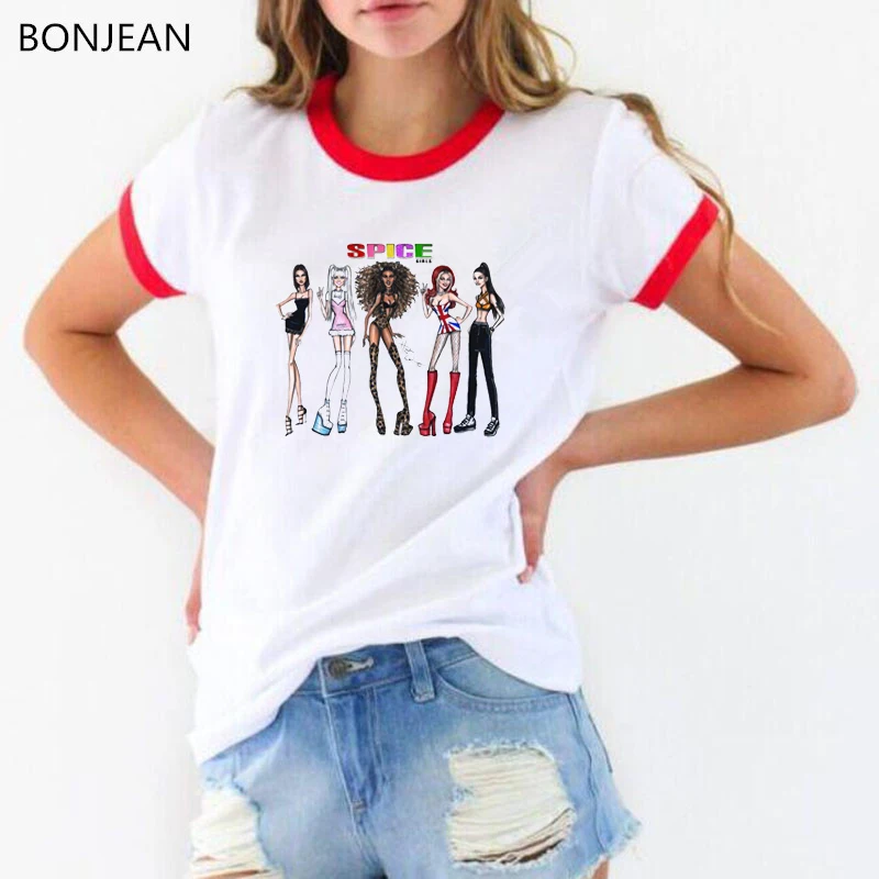 

Spice girls letters printed tshirt women vogue t shirt femme harajuku graphic t shirts top female white t-shirt summer clothing