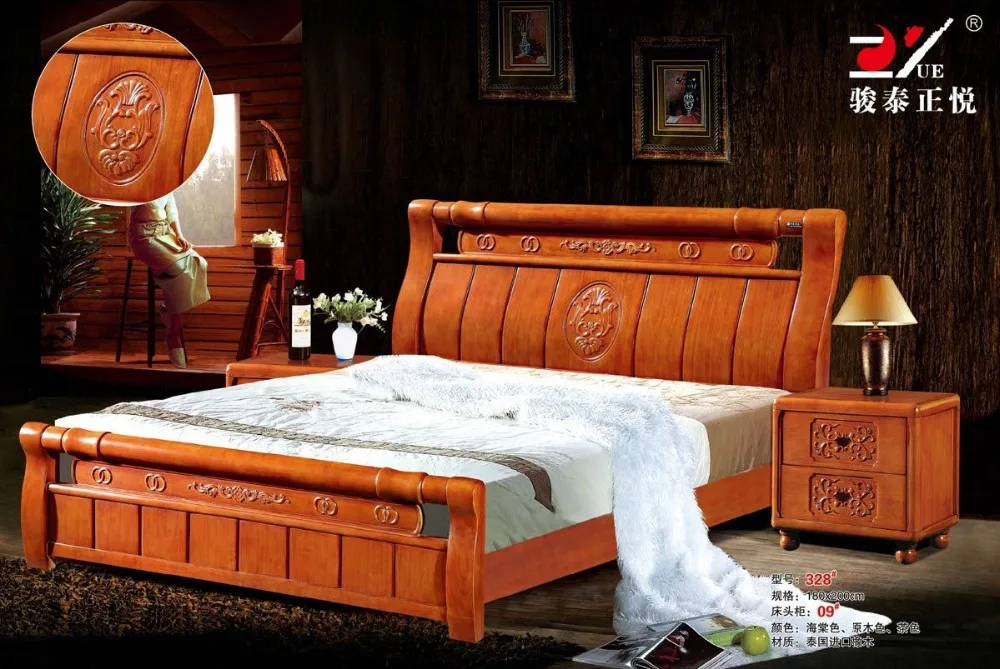 high quality bed Oak Bedroom furniture bed factory price Oak bed 4