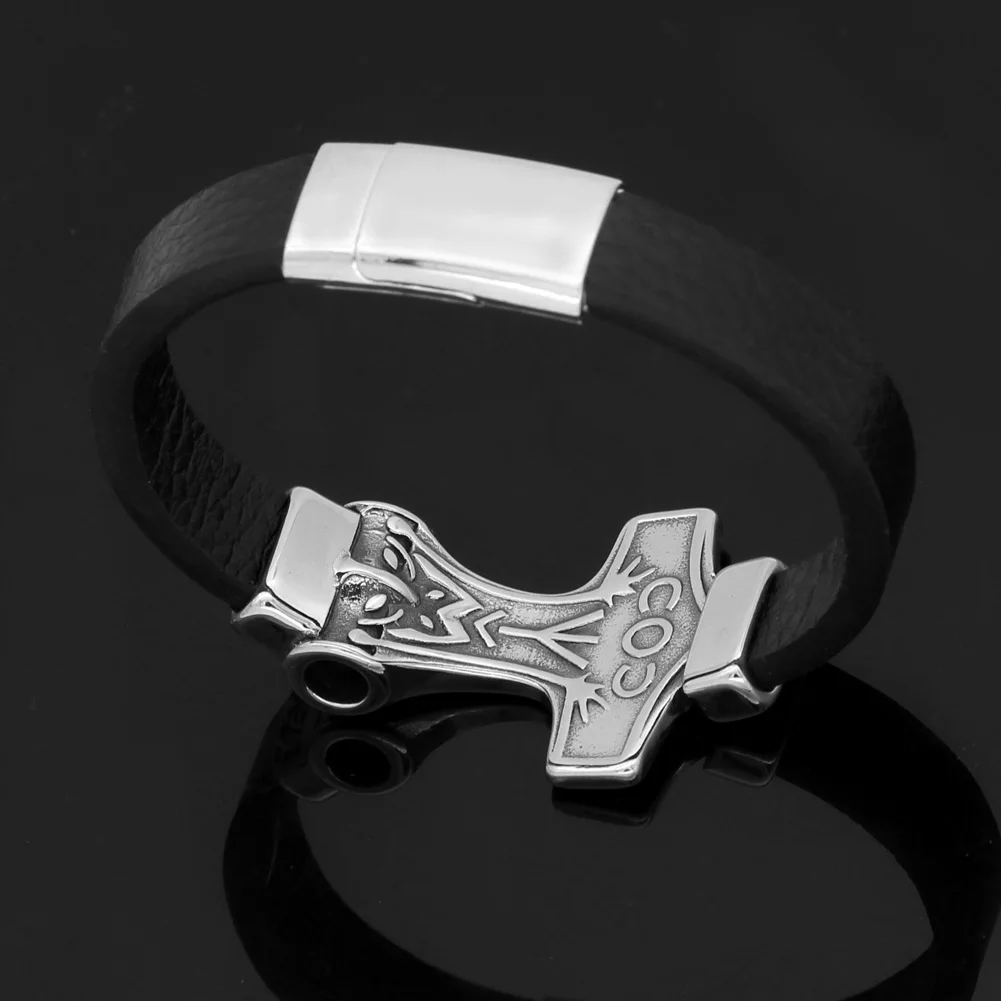 Скандинавский Викинг из нержавеющей стали odin rune thor Молот Мьёльнир браслет-с подарочным пакетом viking