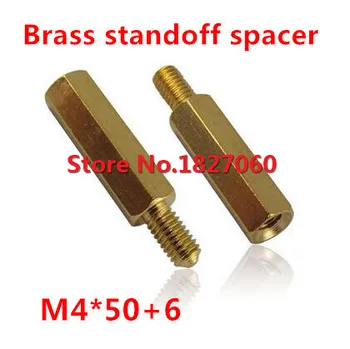 

50 Pieces M4*50+6 Hex Brass Standoff Spacer Male - Female Copper Double-pass Column