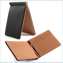 Men Money Clip Short Wallets Male PU Leather Clamp Dollar Cash Money Holder 2 Folds Open Clamp Clip For Cash Credit Card Wallets